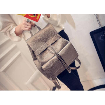 Korean Fashion Lady's Casual Travel Backpack Drawstring Leather Backpack